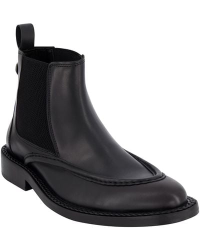 Karl Lagerfeld White Label Leather Moc Toe Chelsea Boots - Black