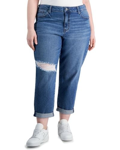 Celebrity Pink Trendy Plus Size Cuffed Girlfriend Jeans - Blue