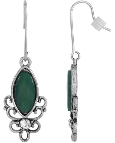 2028 Sterling Silver Wire Genuine Stone Chrysoprase Earrings - Green