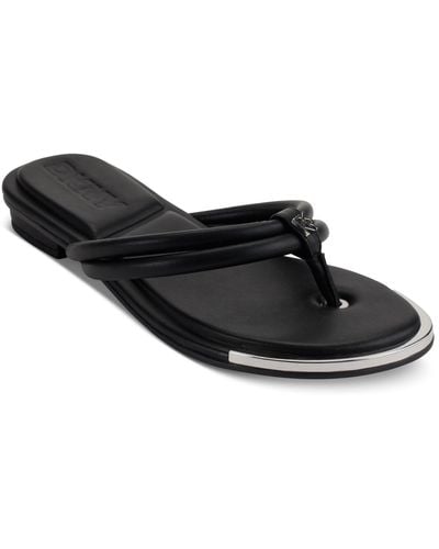DKNY Clemmie Slip On Thong Flip Flop Sandals - Black