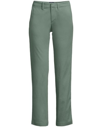 Lands' End Petite Mid Rise Classic Straight Leg Chino Ankle Pants - Green
