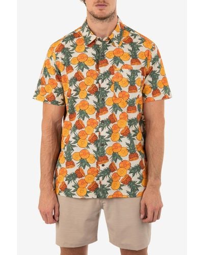 Hurley Rincon Print Short Sleeve Button-up Shirt - Orange