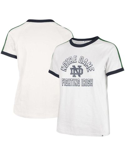 Notre Dame Fighting Irish '47 Women's Inner Glow Dolly Cropped V-Neck T- Shirt - White/Green