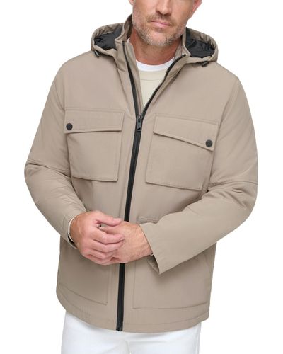Marc New York Lauffeld Medium Weight Hooded Utility Jacket - Natural