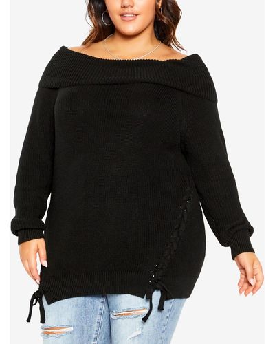 City Chic Plus Size Intertwine Sweater - Black
