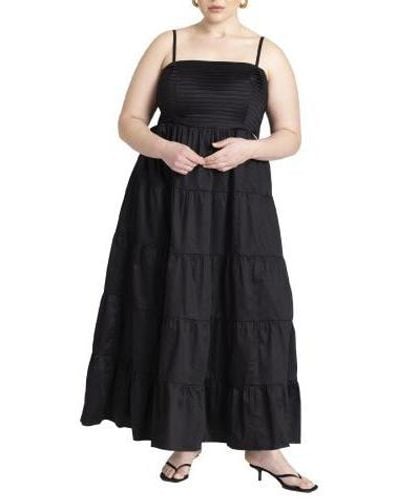 Eloquii Plus Size Tiered Maxi Dress - Black