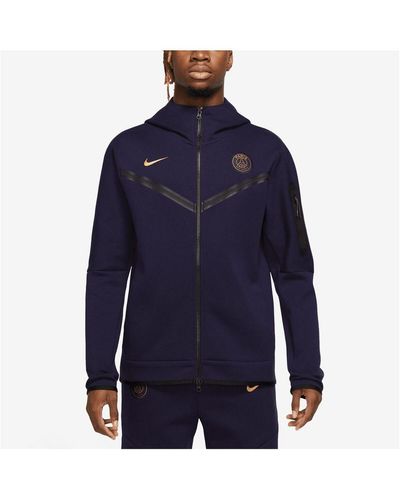 Nike Navy Paris Saint-germain Tech Fleece Full Zip Hoodie Jacket - Blue