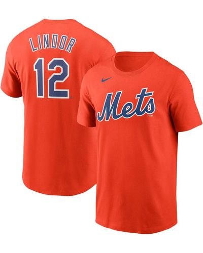 Nike Francisco Lindor New York Mets Name Number T-shirt - Orange