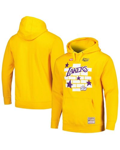 Mitchell & Ness X Tats Cru Los Angeles Lakers Hardwood Classics Brick Pullover Hoodie - Yellow
