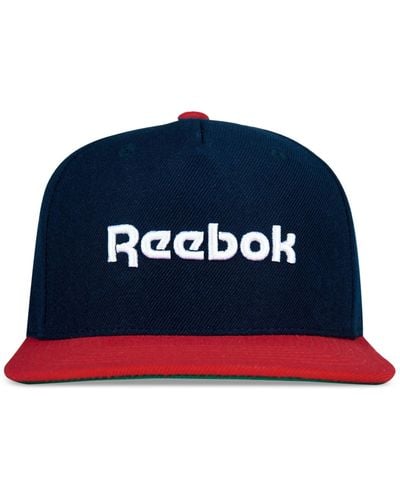 Reebok Logo Embroidered Flat-brim Snapback Hat - Blue
