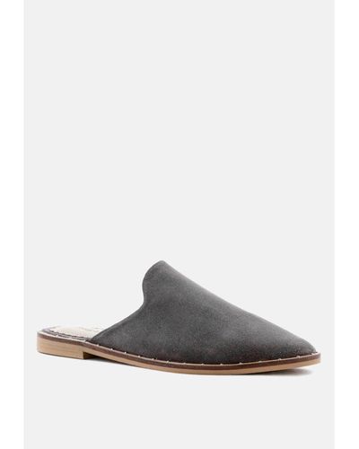 Rag & Co Lia Handcrafted Suede Mules - Gray