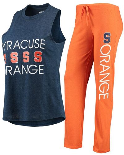 Concepts Sport Orange And Navy Syracuse Orange Tank Top And Pants Sleep Set - Blue