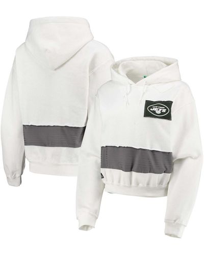 Refried Apparel New York Jets Crop Pullover Hoodie - White