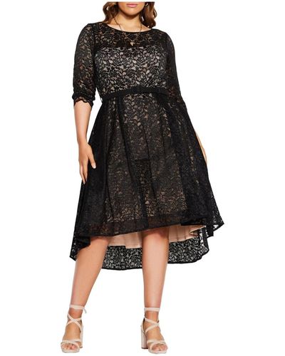 City Chic Plus Size Lace Lover Dress - Black