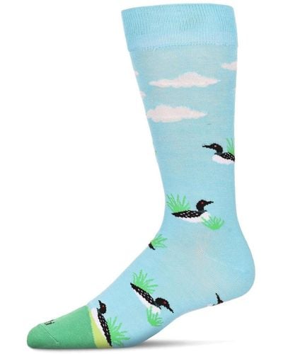 Memoi Loon Bird Novelty Crew Socks - Blue