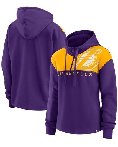 Fanatics Los Angeles Lakers Overslide Quarter-zip Fleece Hoodie - Purple