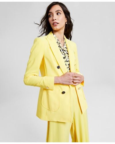 Anne Klein Peak-lapel Relaxed Buttoned-cuff Blazer - Yellow
