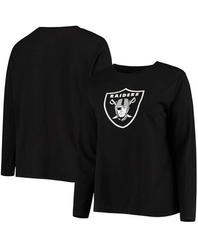 Fanatics Plus Size Las Vegas Raiders Primary Logo Long Sleeve T-shirt - Black