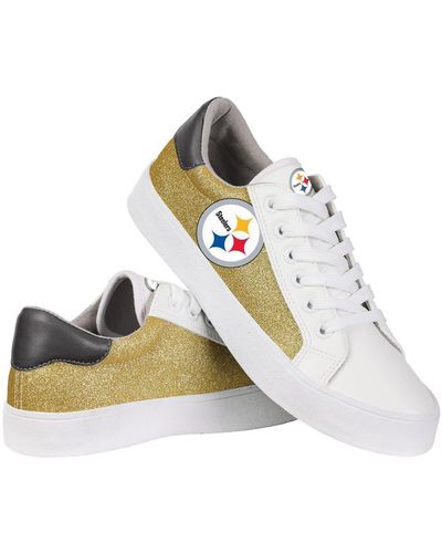 FOCO Pittsburgh Steelers Glitter Sneakers - White