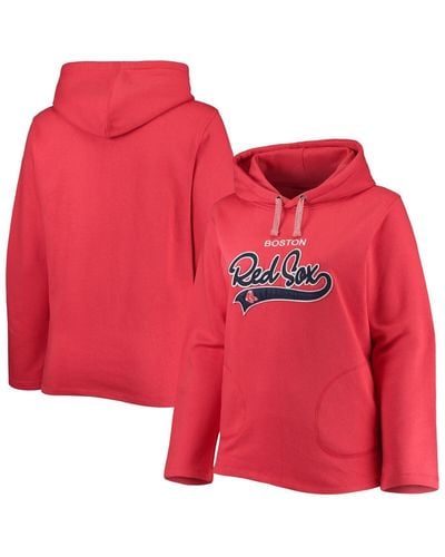 Soft As A Grape Boston Sox Plus Size Side Split Pullover Hoodie - Red