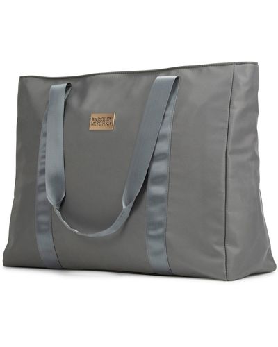 Badgley Mischka Nylon Travel Tote Weekender Bag - Gray