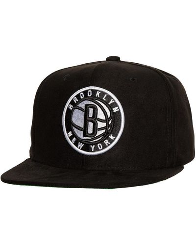 Mitchell & Ness Brooklyn Nets Sweet Suede Snapback Hat - Black