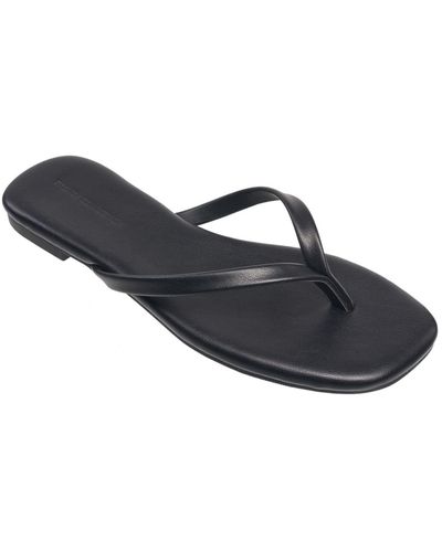 French Connection Morgan Flat Open Toe Thong Flip Flop Sandals - Black