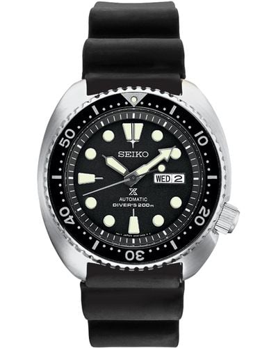 Seiko Automatic Prospex Diver Black Silicone Strap Watch 45mm - Metallic