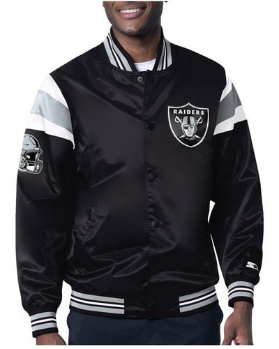 Starter Las Vegas Raiders Satin Full-snap Varsity Jacket - Black