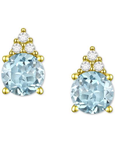 Macy's Gemstone & Diamond Accent Stud Earrings - Blue