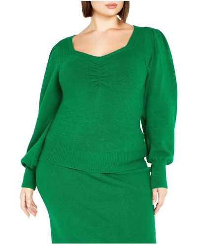 City Chic Plus Size Maddie Sweater Sweater - Green