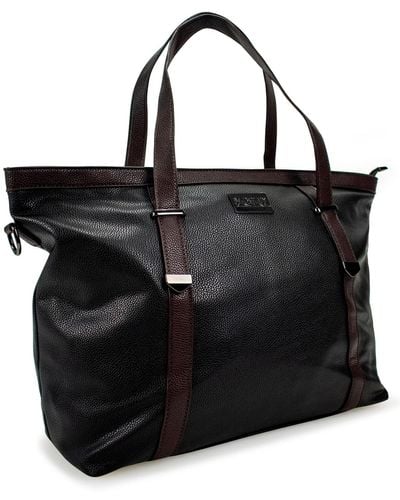 Badgley Mischka Anna Faux Leather Tote Weekender Travel Bag - Black