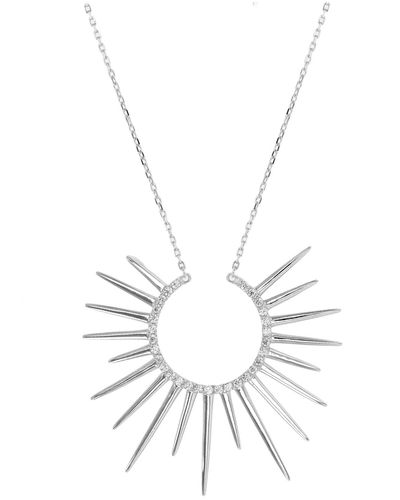 Macy's Cubic Zirconia Sun Ray Pendant Necklace - White