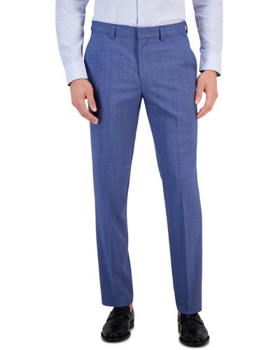 HUGO By Boss Modern-fit Stretch Micro-houndstooth Wool Suit Pants - Blue
