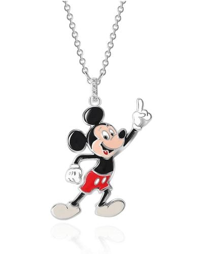 Disney 100 Mickey Mouse Silver Plated 3d Pendant Necklace - White