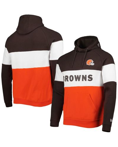 KTZ Cleveland Browns Colorblock Current Pullover Hoodie - Red