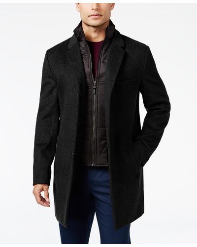Michael Kors Water-resistant Slim-fit Overcoat With Zip-out Liner - Black