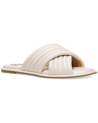 Michael Kors Michael Portia Slip-on Crisscross Quilted Slide Sandals - White