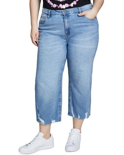Celebrity Pink Trendy Plus Size Cropped Wide-leg Jeans - Blue
