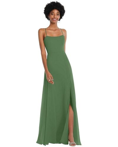 After Six Scoop Neck Convertible Tie-strap Maxi Dress - Green