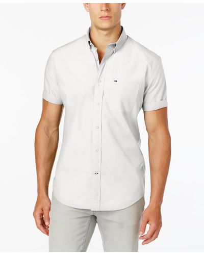 Tommy Hilfiger Maxwell Short-sleeve Button-down Classic Fit Shirt, Created For Macy's - White
