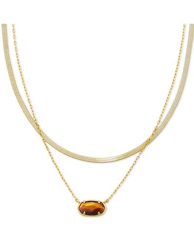 Kendra Scott 14k Gold-plated Drusy Stone & Herringbone Chain Layered Pendant Necklace - Metallic