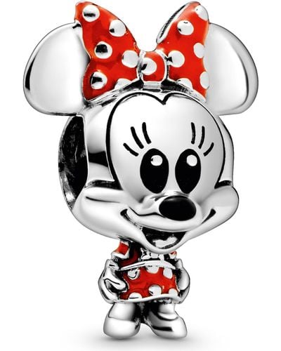 PANDORA Sterling Silver Disney Minnie Mouse Dotted Dress Bow Charm - Red