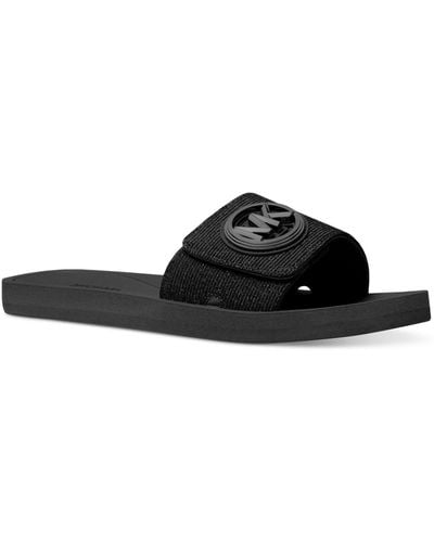 Michael Kors Michael Mk Charm Pool Slide Slip-on Flat Sandals - Black