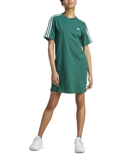 adidas Essential 3-stripes Boyfriend T-shirt Dress - Green