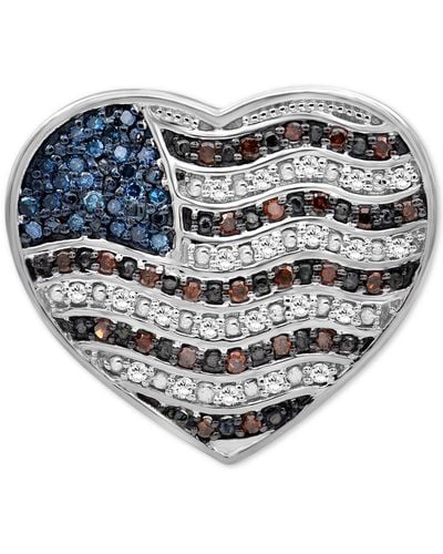 Macy's Diamond Flag Heart Pin (1/4 Ct. T.w. - Metallic