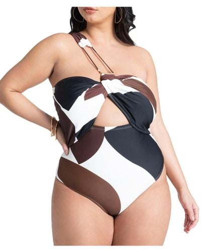 Eloquii Plus Size String One Shoulder With Front Cut-out - Multicolor