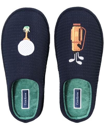 Club Room Golf Embroidered Slippers - Blue