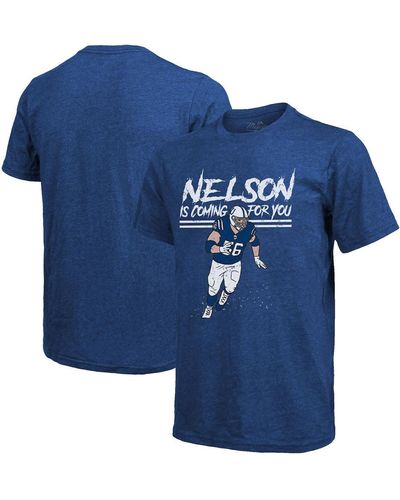 Majestic Threads Quenton Nelson Indianapolis Colts Tri-blend Player T-shirt - Blue