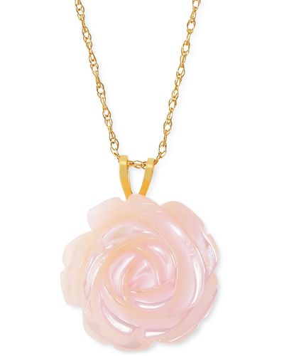 Macy's Mother-of-pearl Rose 18" Pendant Necklace - Pink
